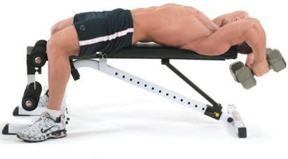 Triceps | Extensiones con mancuerna acostado Triceps | Extensiones con mancuerna acostado