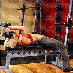 Press Frances en Banco Plano con Mancuernas | Femenino Press Frances en Banco Plano con Mancuernas | Femenino